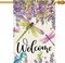Spring Summer Flower House Flag Wisteria Dragonfly Floral Welcome House Flag Burlap Double Sided Vertical Seasonal Farmhouse Wedding Yard Outdoor Decoration 28 x 40 Inch (Large)